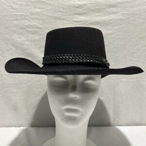 Akubra Snowy River Hat‎ 54 Black Fur Felt Western Australian Braided Band